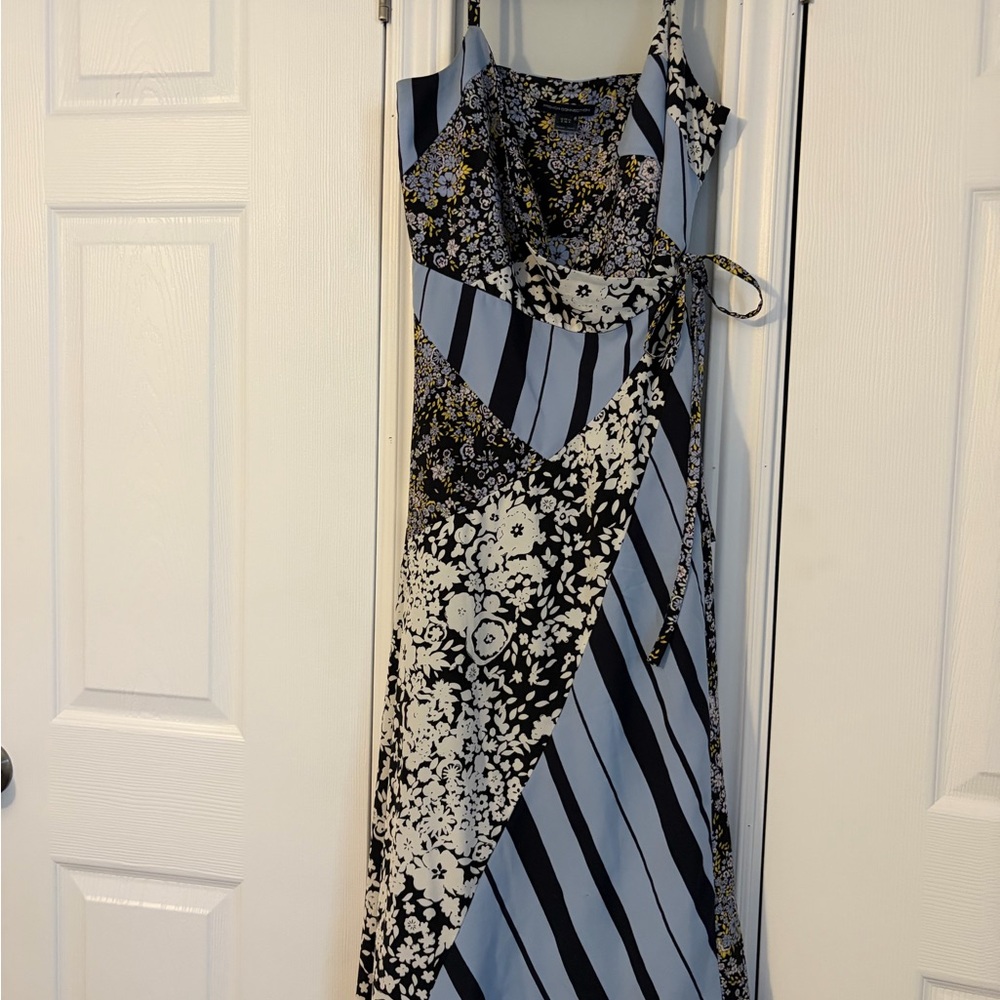 French Connection Striped and Floral Wrap Dress Size 4